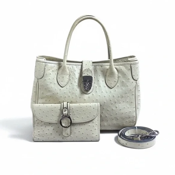 Dooney & Bourke Vintage Cream Ostrich Inspired Leather Shoulder Bag - Picture 11 of 11
